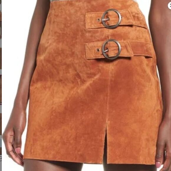 BLANK NYC Double Buckle El Dorado Suede Mini Skirt - Picture 2 of 6